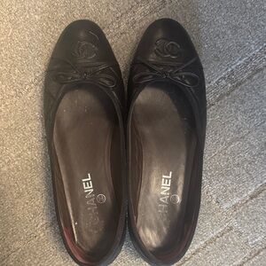 CHANEL Black Leather Loafers